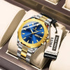 POYEDAGHAR 875 STAINLESS STEEL MEN'S WATCH Quartz Fashion Watch Men's For-Silver/Gold & Blue