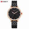 CURREN 9046 Black Stainless Steel Analog Watch For Women - Gold & White