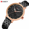 CURREN 9046 Black Stainless Steel Analog Watch For Women - Gold & White