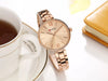 CURREN C9017 Women Watches Luxury Brand Watch Rose Gold Women Quartz Clock Creative Wood Pattern Dial Fashion Wristwatch 9017
