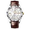 Binbond 2521B new Men's watch diamond cutting glass luxury fashion unique design Leather belt waterproof quartz movement wrist-watch