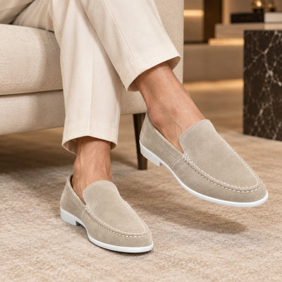 Premium Solid Suede Old Money For Men's Cream!