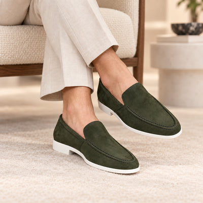 Premium Solid Suede Old Money For Men's Olive!