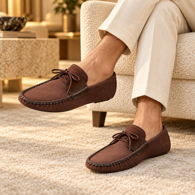 Premium Suede Lace-Up Moccasins Chocolate!
